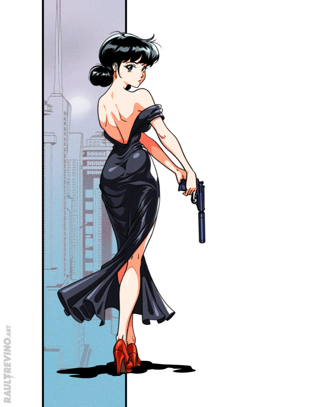 Untitled Lila digital art by Raul Trevino (retro anime)