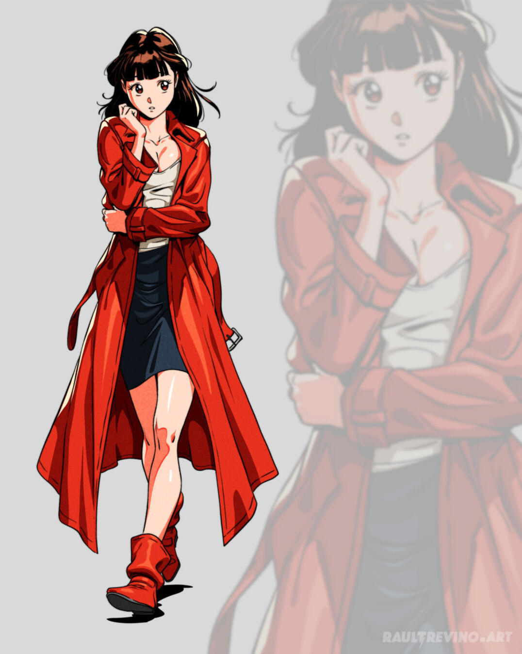 Red Hour digital art by Raul Trevino (retro anime)