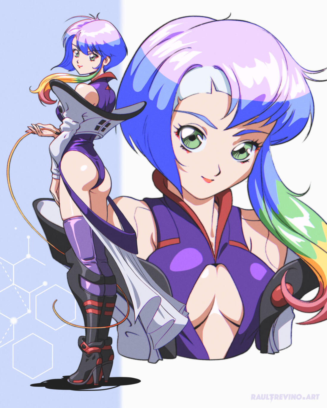 Priss from Bubblegum Crisis digital art by Raul Trevino (retro anime)