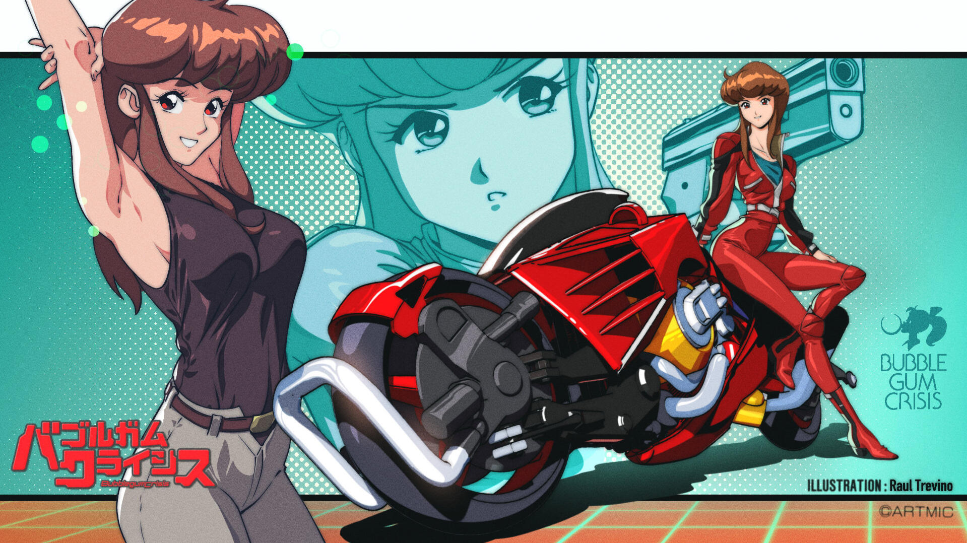 Priss from Bubblegum Crisis digital art by Raul Trevino (retro anime)